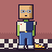 Retro Hero — blockhead with pizza